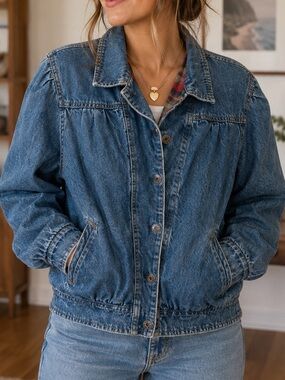 Vintage Robin Hill Denim Jean Jacket Flannel Lined Insulated Sz Medium